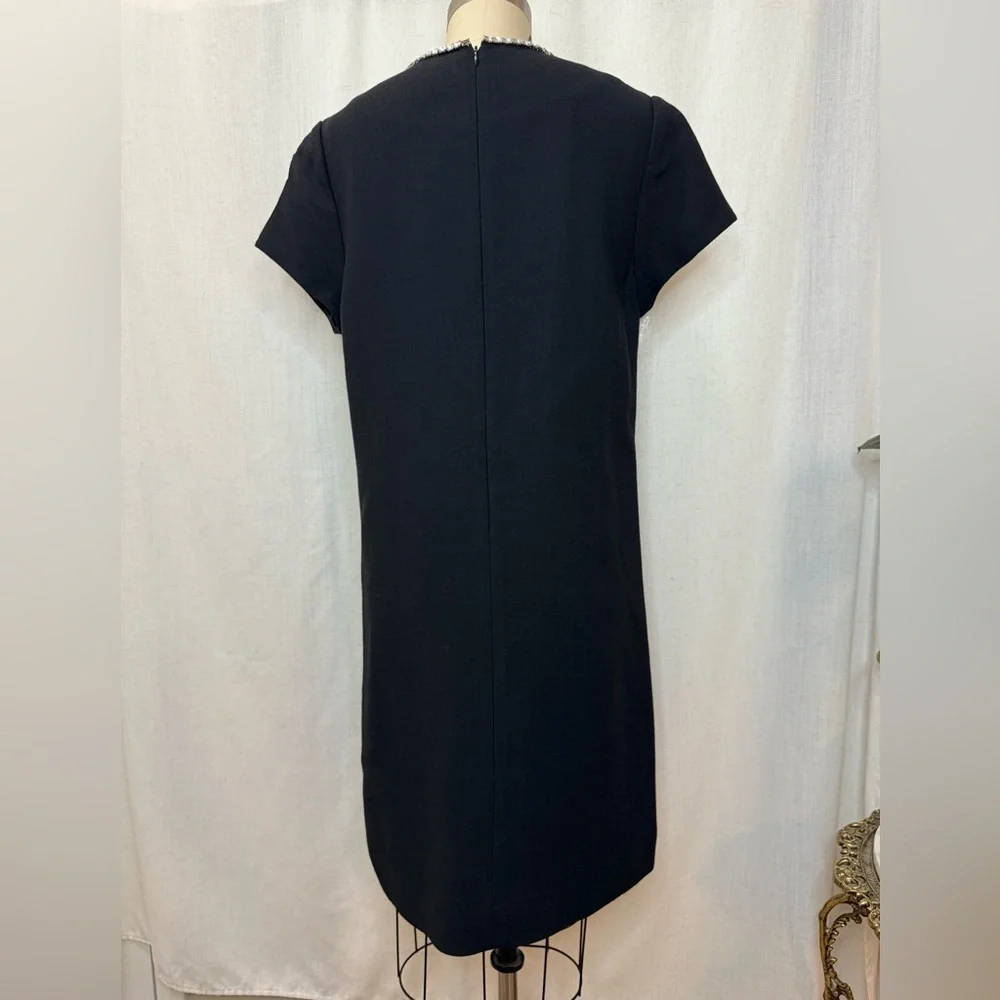Kate Spade Black Dress Size 8 Rhinestone Bow Neckline Elegant Cocktail